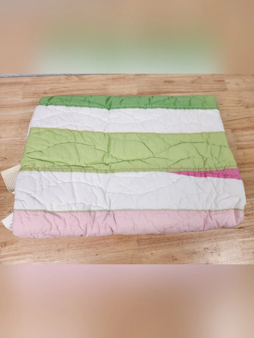 Pottery Barn Kids Bright Stripes Crib/ Toddler Quilt 50x36 NOS Pastel Colors